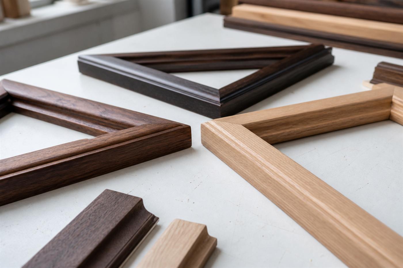 Linen and mount board framing samples